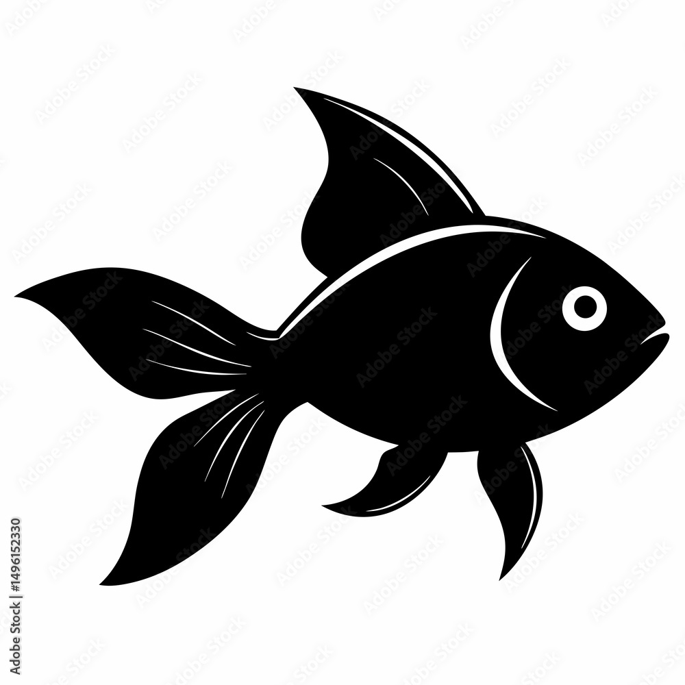 Obraz premium Bubbles fish silhouette vector illustration on white Background