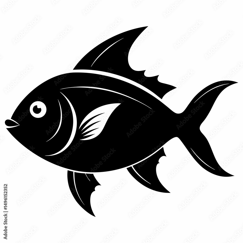 Fototapeta premium Fishy fish silhouette vector illustration on white Background