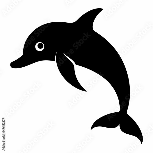 Flipper fish silhouette vector illustration on white Background
