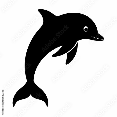Flipper fish silhouette vector illustration on white Background