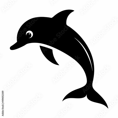 Flipper fish silhouette vector illustration on white Background