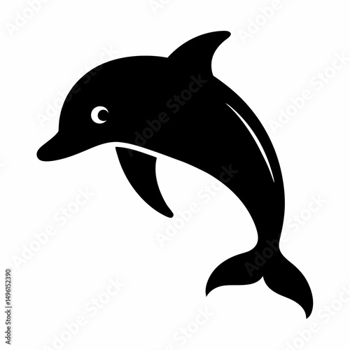 Flipper fish silhouette vector illustration on white Background