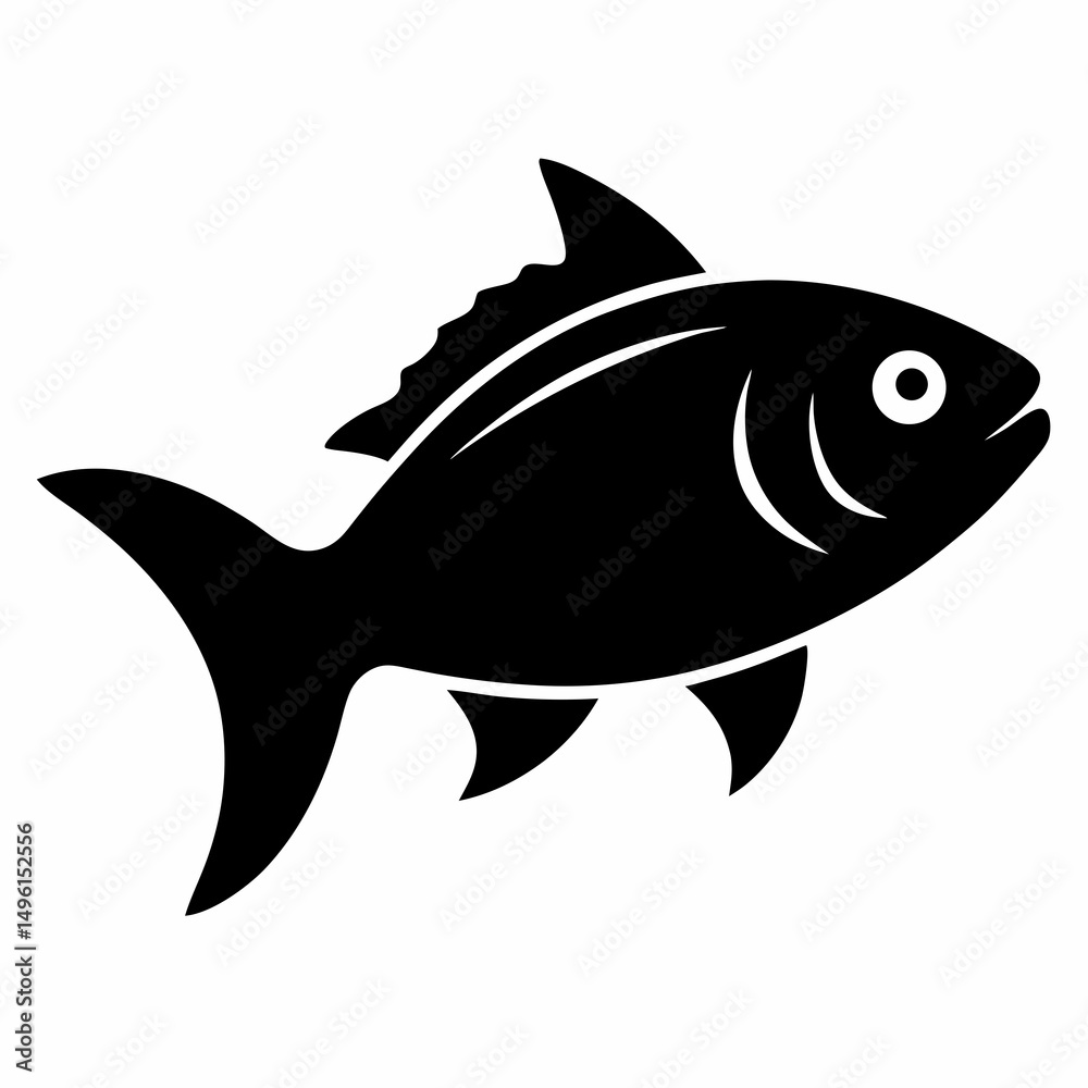 Fototapeta premium Sushi fish silhouette vector illustration on white Background