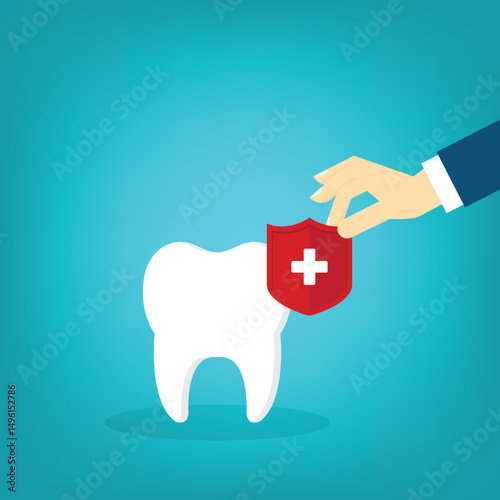 Dental insurance covering healthcare and medical cost, tooth protection or dental care concept	