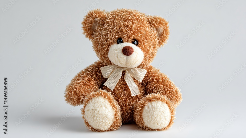 Obraz premium Cute Plush Bear Toy on White Background for Product Displays and Cards
