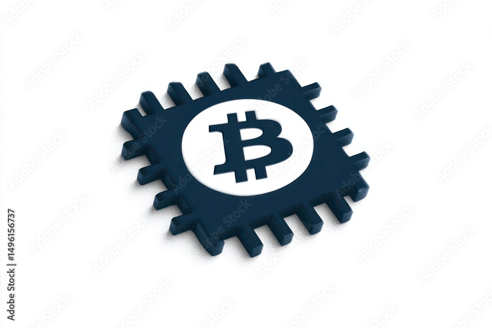Obraz premium Cryptocurrency Bitcoin Chip Microchip Digital Currency Symbol Blockchain Technology