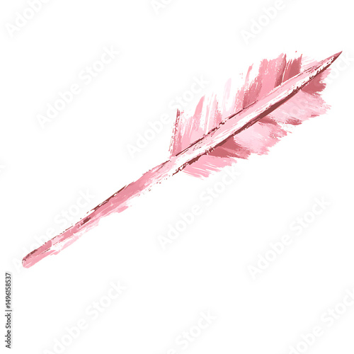 Artistic Arrow with Freeform Strokes in Blush Pink Isolated on Transparent Background