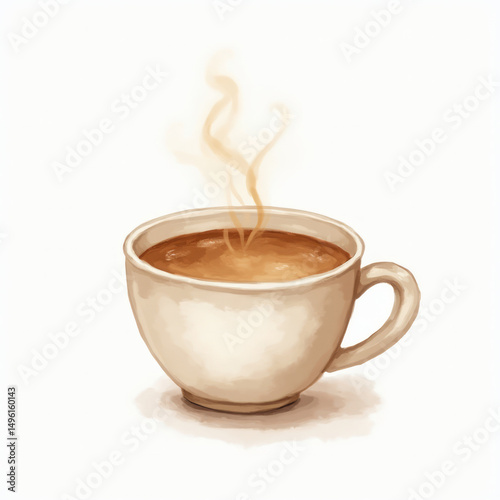 Watercolor To-Go Coffee Cup Emoji Floating on White