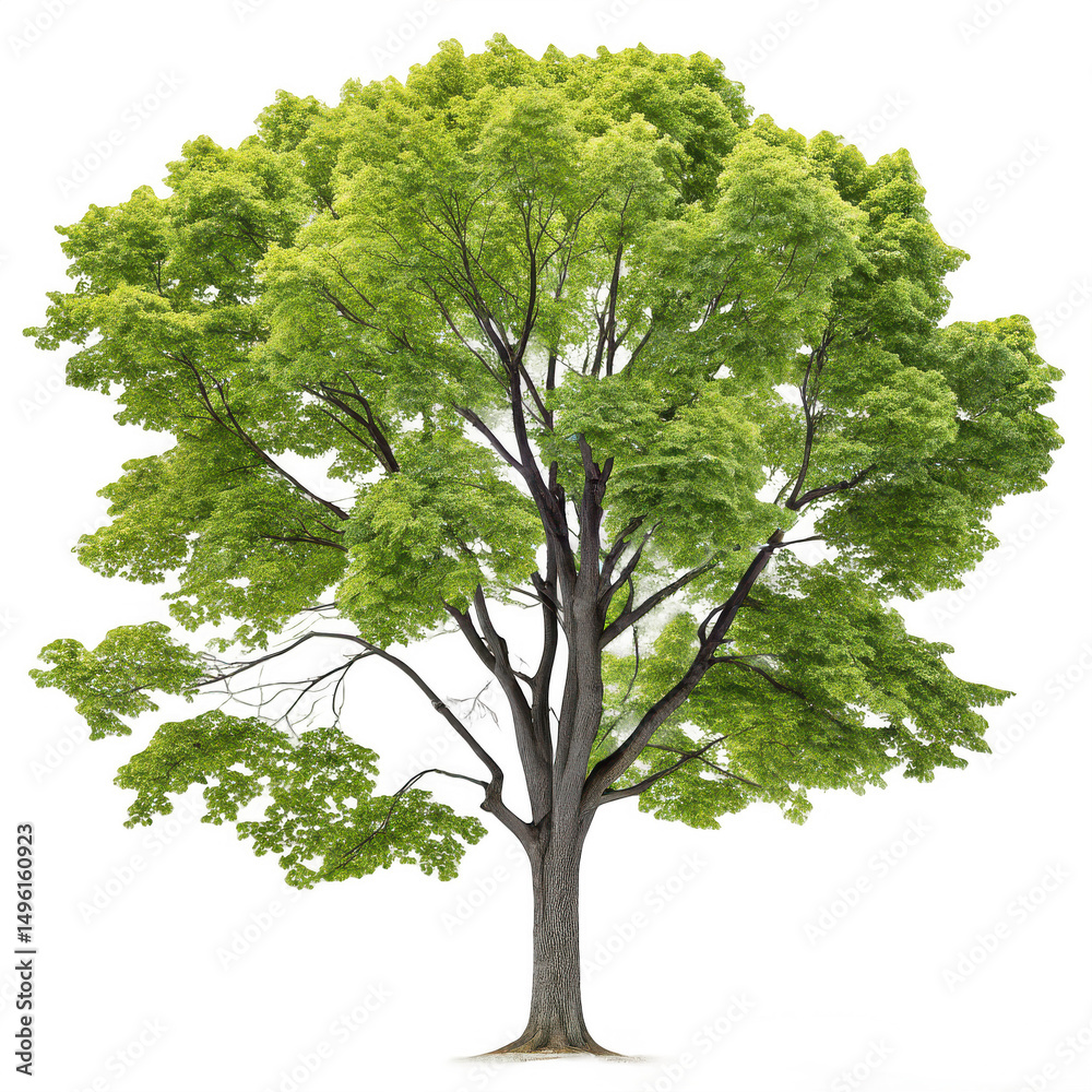 Obraz premium A tree with green leaves on it isolated on transparent background