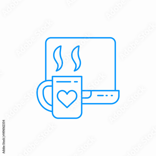 coffee and laptop work icon sign vector