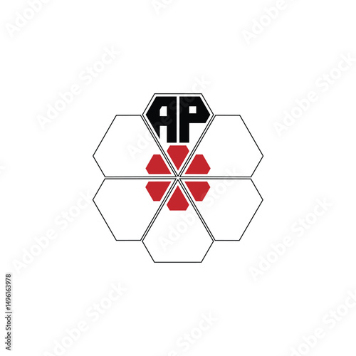 859 diamond shape alphabet letter pentagon geometric educational learning flower logo A P