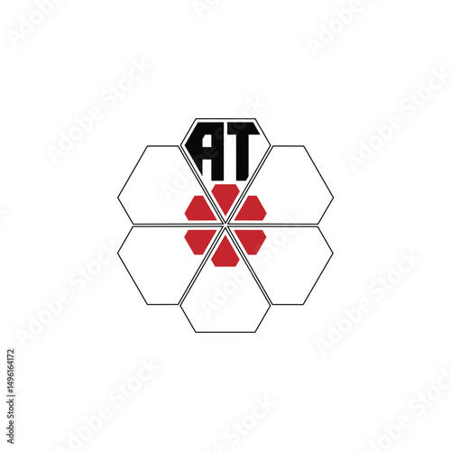 862 diamond shape alphabet letter pentagon geometric educational learning flower logo A T
