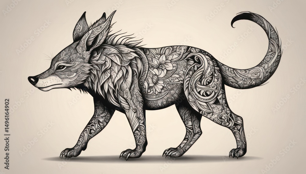 Fototapeta premium hand drawn sketch of a wild boar