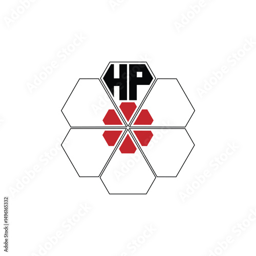 889 diamond shape alphabet letter pentagon geometric educational learning flower logo H P
