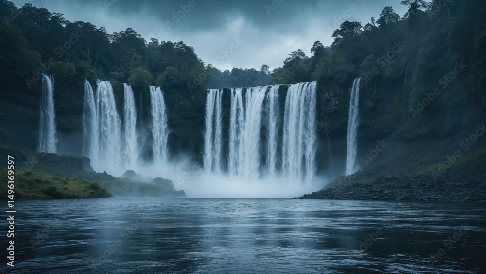 Fototapeta premium View From Tallest Waterfall with Empty Space for Text