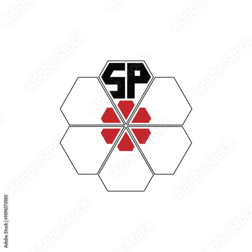 934 diamond shape alphabet letter pentagon geometric educational learning flower logo S P