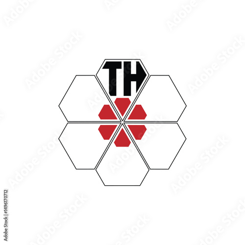 946 diamond shape alphabet letter pentagon geometric educational learning flower logo T H