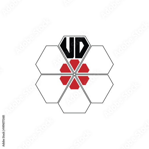 958 diamond shape alphabet letter pentagon geometric educational learning flower logo U D