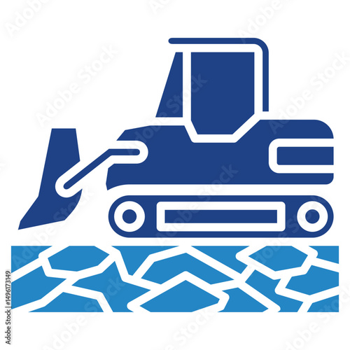 Backhoe Loader mini illustration dual tone blue color icon, use for civil engineering, industry, construction, UI, UX kit, app and web development, digital or print.