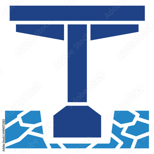 Beam Column mini illustration dual tone blue color icon, use for civil engineering, industry, construction, UI, UX kit, app and web development, digital or print.