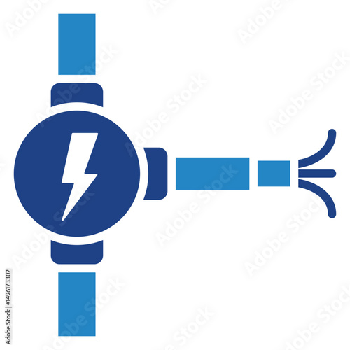 Conduit Pipe mini illustration dual tone blue color icon, use for civil engineering, industry, construction, UI, UX kit, app and web development, digital or print.