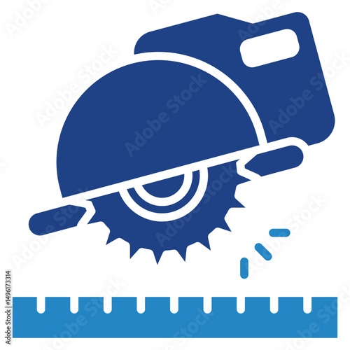 Concrete Saw. mini illustration dual tone blue color icon, use for civil engineering, industry, construction, UI, UX kit, app and web development, digital or print.