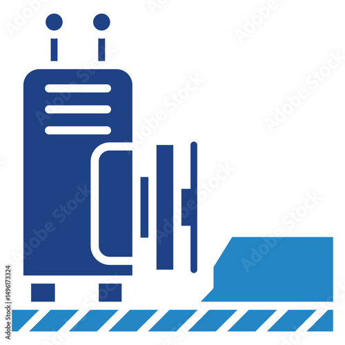 Curb Cutter mini illustration dual tone blue color icon, use for civil engineering, industry, construction, UI, UX kit, app and web development, digital or print.