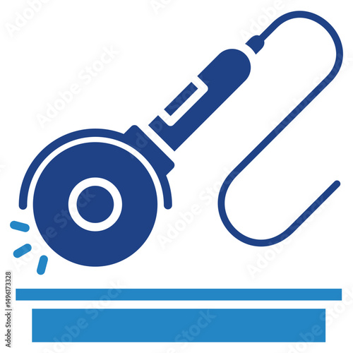 Cutting Disc mini illustration dual tone blue color icon, use for civil engineering, industry, construction, UI, UX kit, app and web development, digital or print.