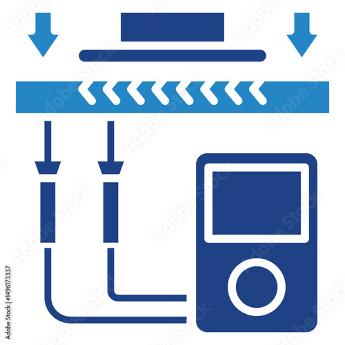 Crack Tester mini illustration dual tone blue color icon, use for civil engineering, industry, construction, UI, UX kit, app and web development, digital or print.