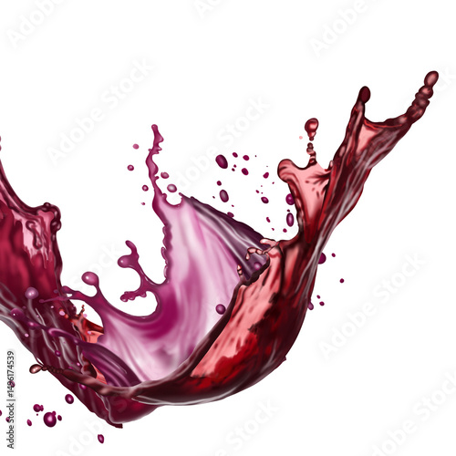 flowing velvet red wine frozen in an abstract futuristic. Elegant red liquid splash with fluid motion, isolated for creative projects.