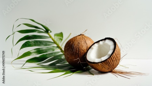 Fresh coconut isolate on white background. photo
