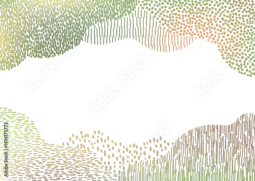 手描き　森林　点描　フレーム