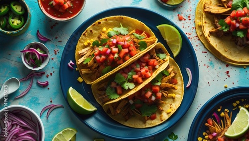 Wallpaper Mural Authentic Mexican Street Tacos with Red Salsa on Plate and Empty Space for Text Torontodigital.ca