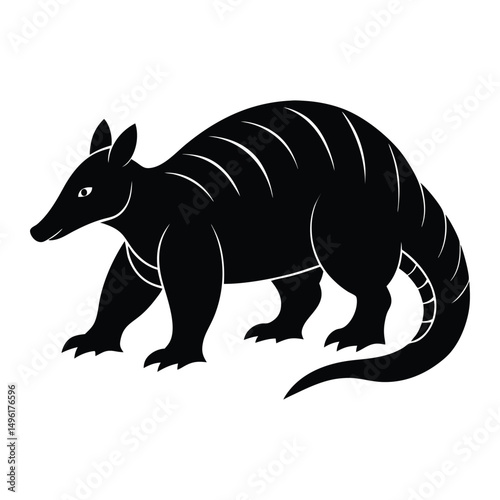 Pangolin Walking Vector Silhouette on White Background