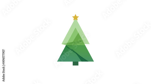 Geometric Christmas Tree with Overlapping Shapes and Holiday Accents