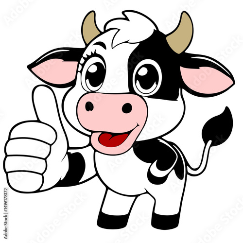 cartoon, mascot or character, cow icon, high quality