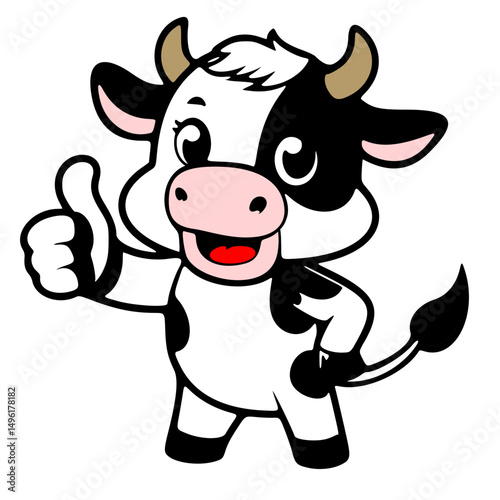 cartoon, mascot or character, cow icon, high quality
