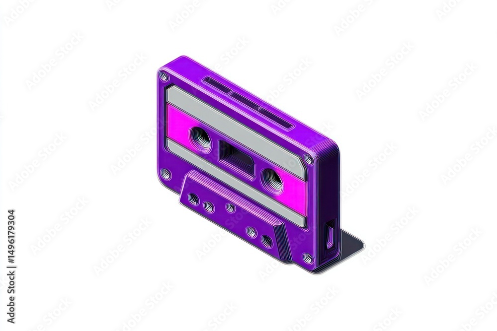 Fototapeta premium Vibrant Purple Cassette Tape Illustration for Retro Music and Media Design