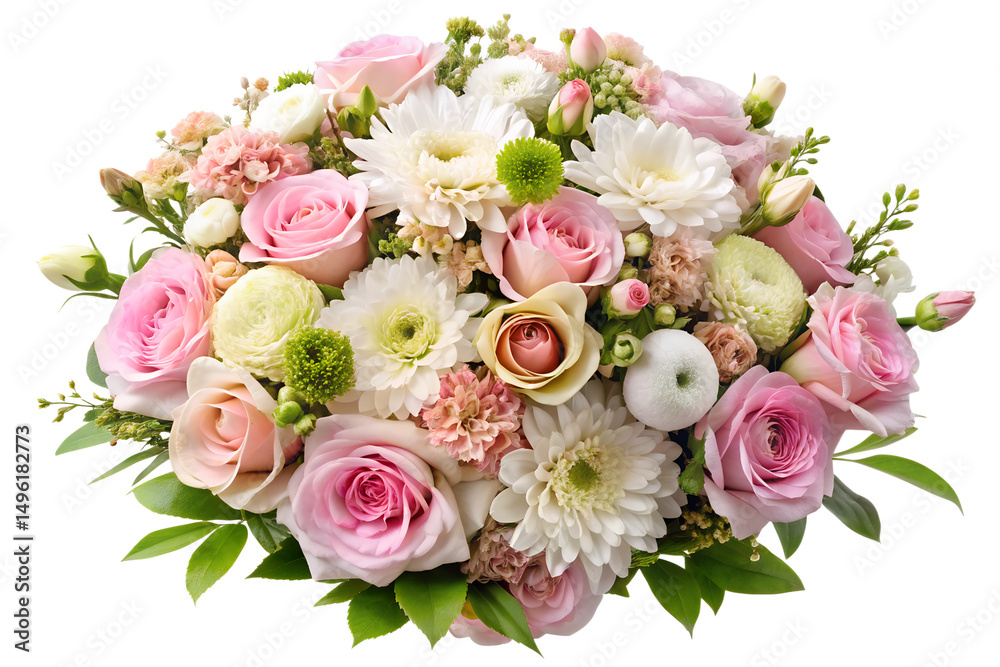 Fototapeta premium pink roses bouquet isolated on white background. PNG Transparent file type with high definition quality And vibrant color grading Available.