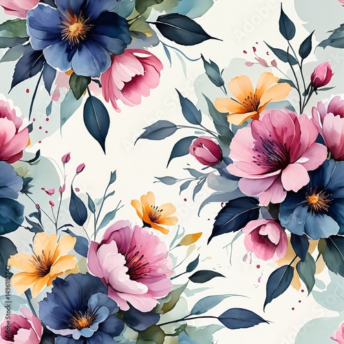 seamless floral pattern with white background for wallpaper or fabric