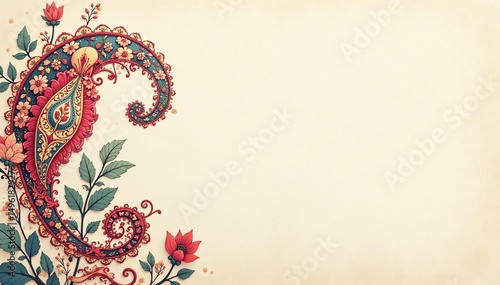 Subtle paisley motif on light cream background , cream, delicate