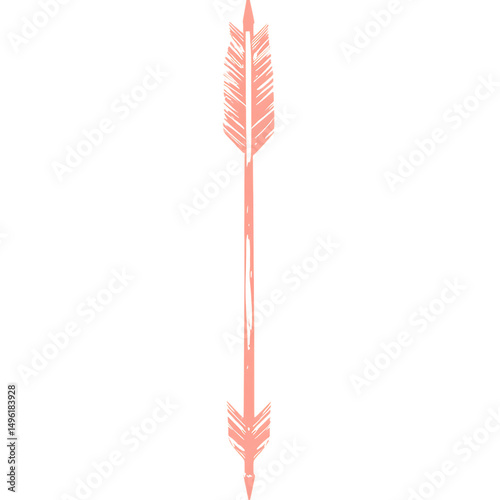 Modern Arrow with a Bold Silhouette in Soft Coral Isolated on Transparent Background