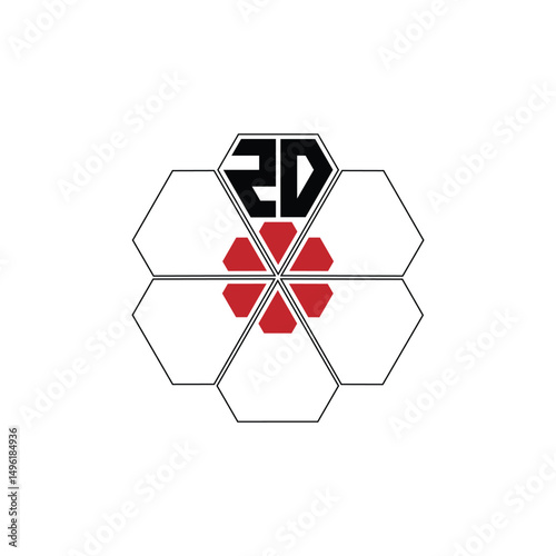 988 diamond shape alphabet letter pentagon geometric educational learning flower logo Z D