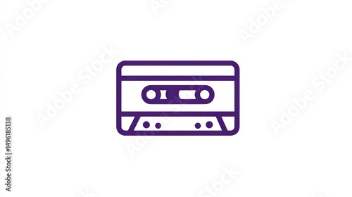 Retro Cassette Tape Icon Minimalist Design for Music Technology and Nostalgia Themes
