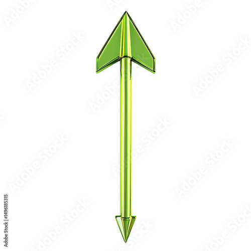 Modern Arrow with Refined Details in Bold Neon Green Isolated on Transparent Background