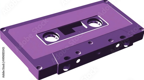 Retro Purple Audio Cassette Tape Vintage Music Media 80s 90s Nostalgia Design