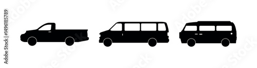 Set Of Trucks On White Background