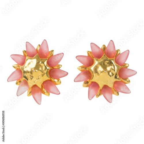 Elegant Pink and Gold Flower Earrings