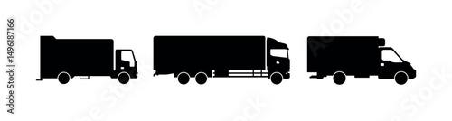 Set Of Trucks On White Background