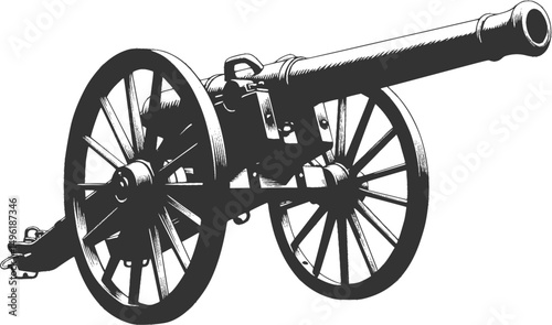 Old War Cannon silhouette vector illustration isolated on a white background
